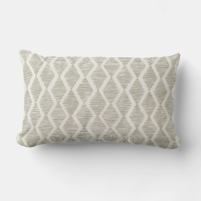 Olive Diamond Geometric Minimalist Throw Pillow (Front)