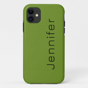 Olive Drab Solid Colour Minimalist Name Case-Mate iPhone Case