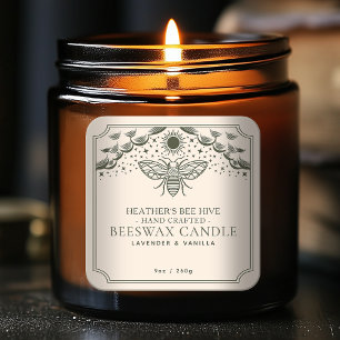 Olive Editable Witchy Tarot Honeybee Candle Label