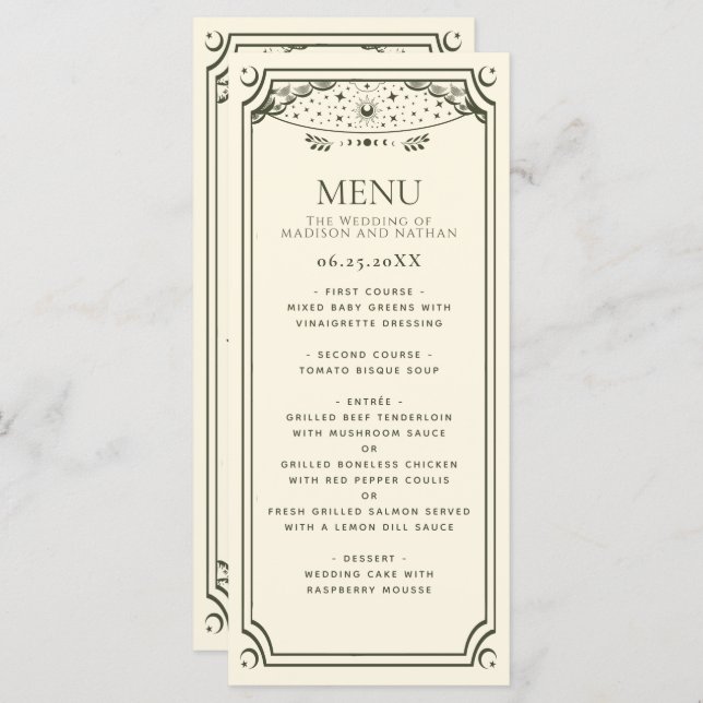 Olive Elegant Tarot Card Wedding (Front/Back)