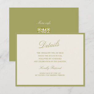 Olive Estate Calligraphy Wedding QR Details Card