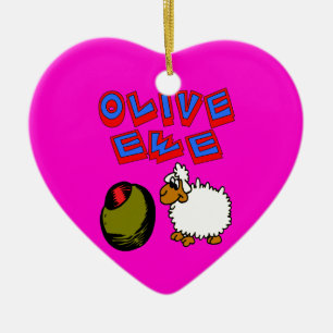 Olive Ewe, I Love You Ceramic Tree Decoration