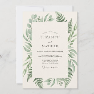 Olive Fern Foliage Wedding Invitation