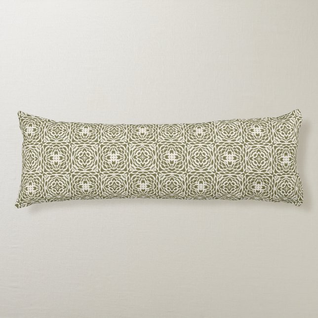 Olive Floral Lattice   Body Cushion (Front)