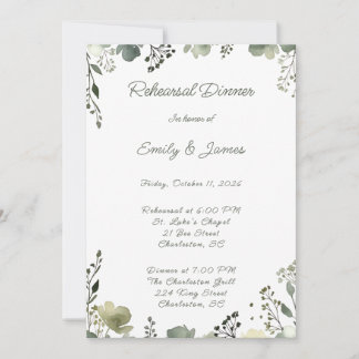 Olive Floral Wedding Invitation