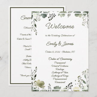 Olive Floral Wedding Programme