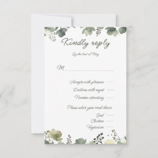 Olive Floral Wedding RSVP Card