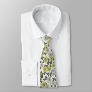 Olive Flowers Shades of Green and Grey Tie