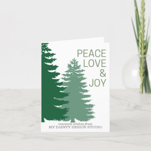 Olive Folded Peace Love and Joy Holiday Card