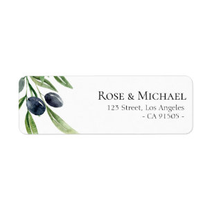 olive foliage wedding address label
