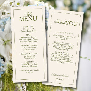Olive Formal Old Money Wedding Menu Thank You