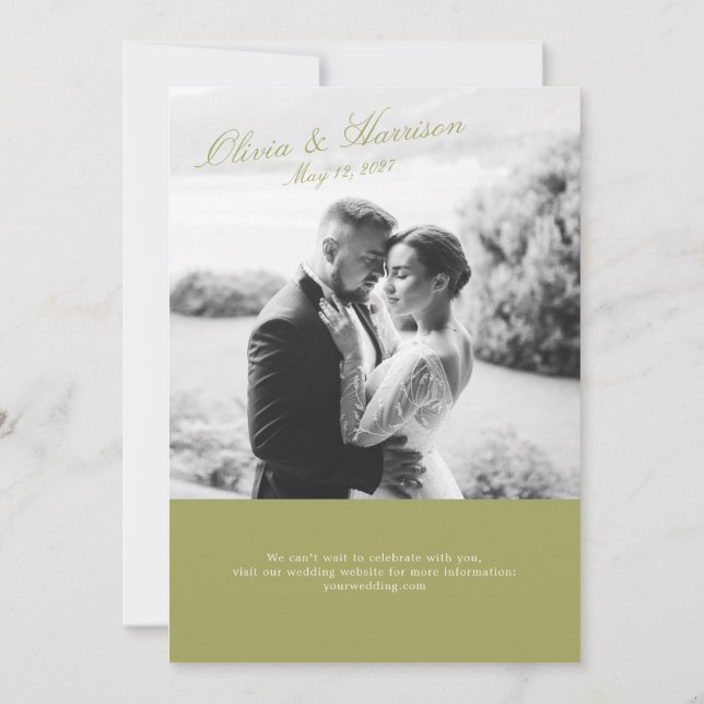 Olive Garden Photo Wedding Invitation (Back)