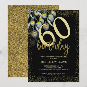 Olive Glitter Gold Calligraphy Birthday Invitation