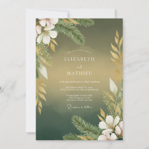 Olive Gold Botanical Wedding Invitation