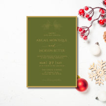 Olive Gold Frame Holly Tree Christmas Wedding