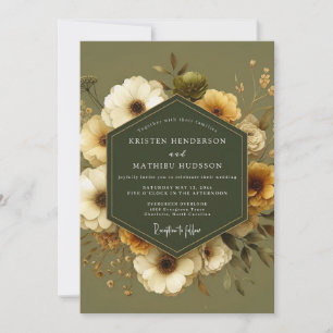 Olive Golden Autumnal Wedding Invitation