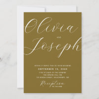 Olive Golden Bronze Modern Wedding | Photo & QR