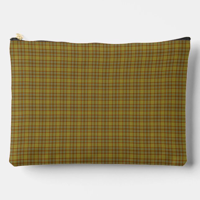 Olive Gray Plaid Tartan Pattern Accessory Pouch (Front)