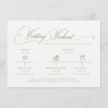 Olive Gree Monogram Wedding Details Enclosure Card