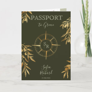 Olive Greece Destination Wedding Passport QR Code Invitation