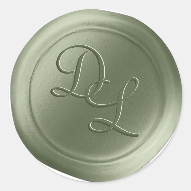 Olive Green 2 Letter Monogram Wax Seal Stickers (Front)