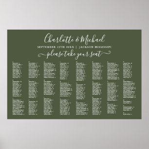 Olive Green 300 Names Wedding Seating Chart
