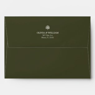 Olive Green 5x7 Tropical Palm Wedding Envelope