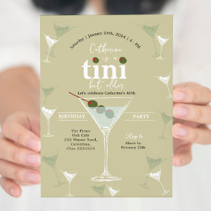 Olive Green A Tini Bit Older Martini Birthday Invitation