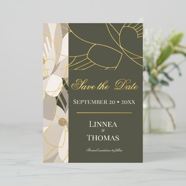 Olive Green Abstract Modern Editorial Wedding (Standing Front)