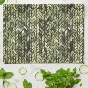 Olive Green Abstract Tea Towel