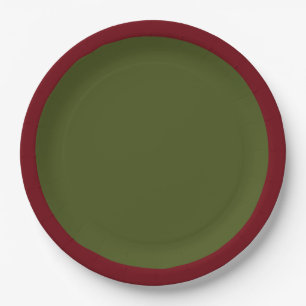 Olive Green Accent Colour Ready to Customise Paper Plate