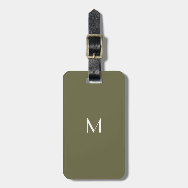  Olive  green - add monogram luggage tag (Front Vertical)