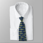 Olive Green Alligators, Navy Blue Tie<br><div class="desc">Add a wild touch to your outfit with this gators necktie. This patterned tie features realistic style illustrations of alligators in olive green set against a navy blue diamond patterned background.</div>