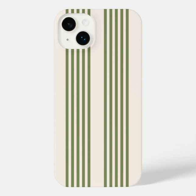 Olive green and beige five stripes pattern iPhone case (Back)