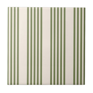 Olive green and beige five stripes pattern tile
