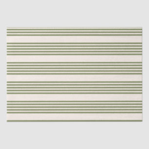 Olive green and beige five stripes pattern tissue paper