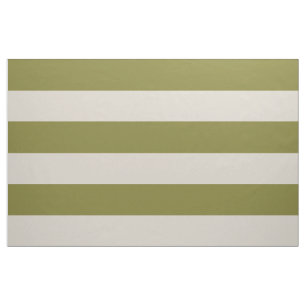 Olive Green and Beige Wide Stripes Large Scale Fabric