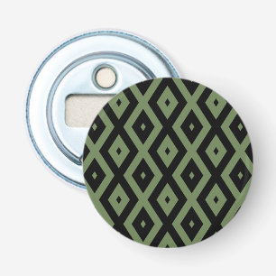 Olive green and black diamond pattern bottle opener