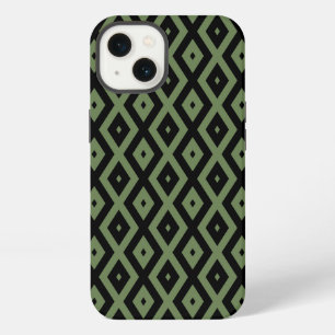 Olive green and black diamond pattern Case-Mate iP iPhone 13 Case