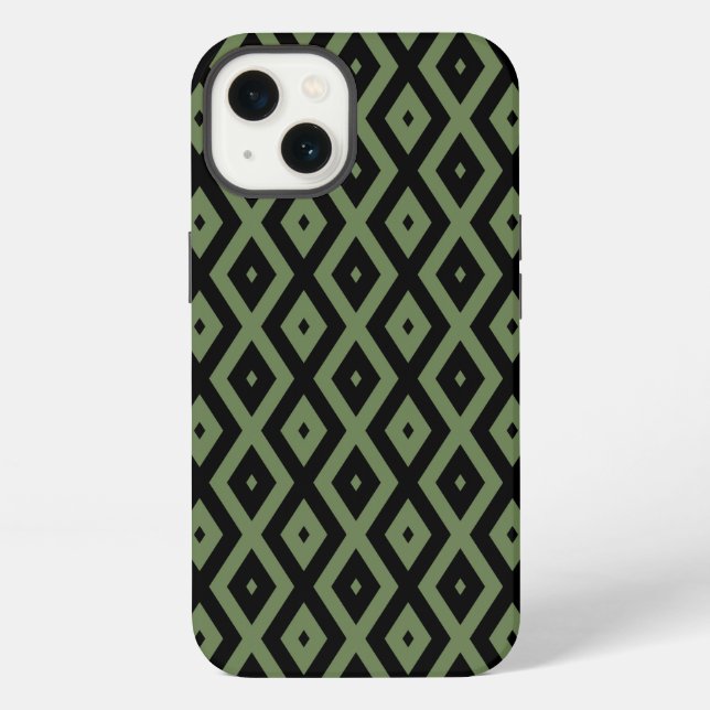 Olive green and black diamond pattern Case-Mate iP iPhone Case (Back)