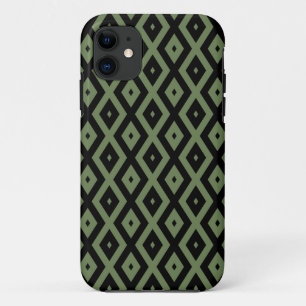 Olive green and black diamond pattern Case-Mate iPhone case