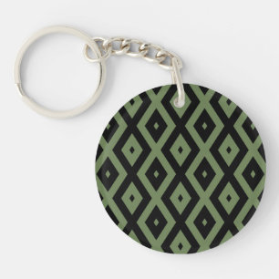 Olive green and black diamond pattern key ring