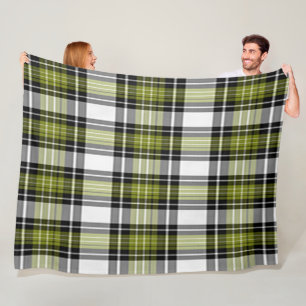 Olive Green And Black Plaid Fleece Blanket