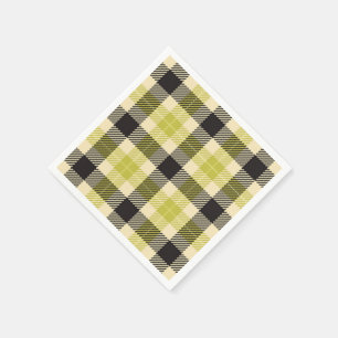 Olive Green and Black Tartan Plaid Paper Napkins