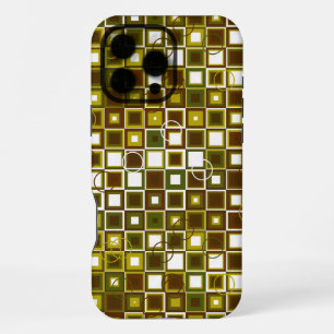 Olive Green and Brown Geometric Square Pattern iPhone 16 Pro Max Case