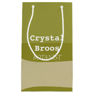 Olive green and brown pattern small gift bag