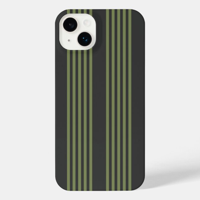 Olive green and charcoal five stripes pattern iPhone case (Back)