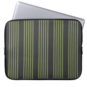 Olive green and charcoal five stripes pattern laptop sleeve