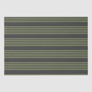 Olive green and charcoal five stripes pattern tissue paper