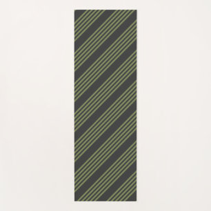 Olive green and charcoal five stripes pattern yoga mat
